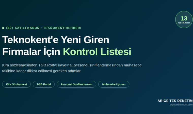 Ar-Ge Tek Denetim – Teknokent giriş süreci kontrol listesi